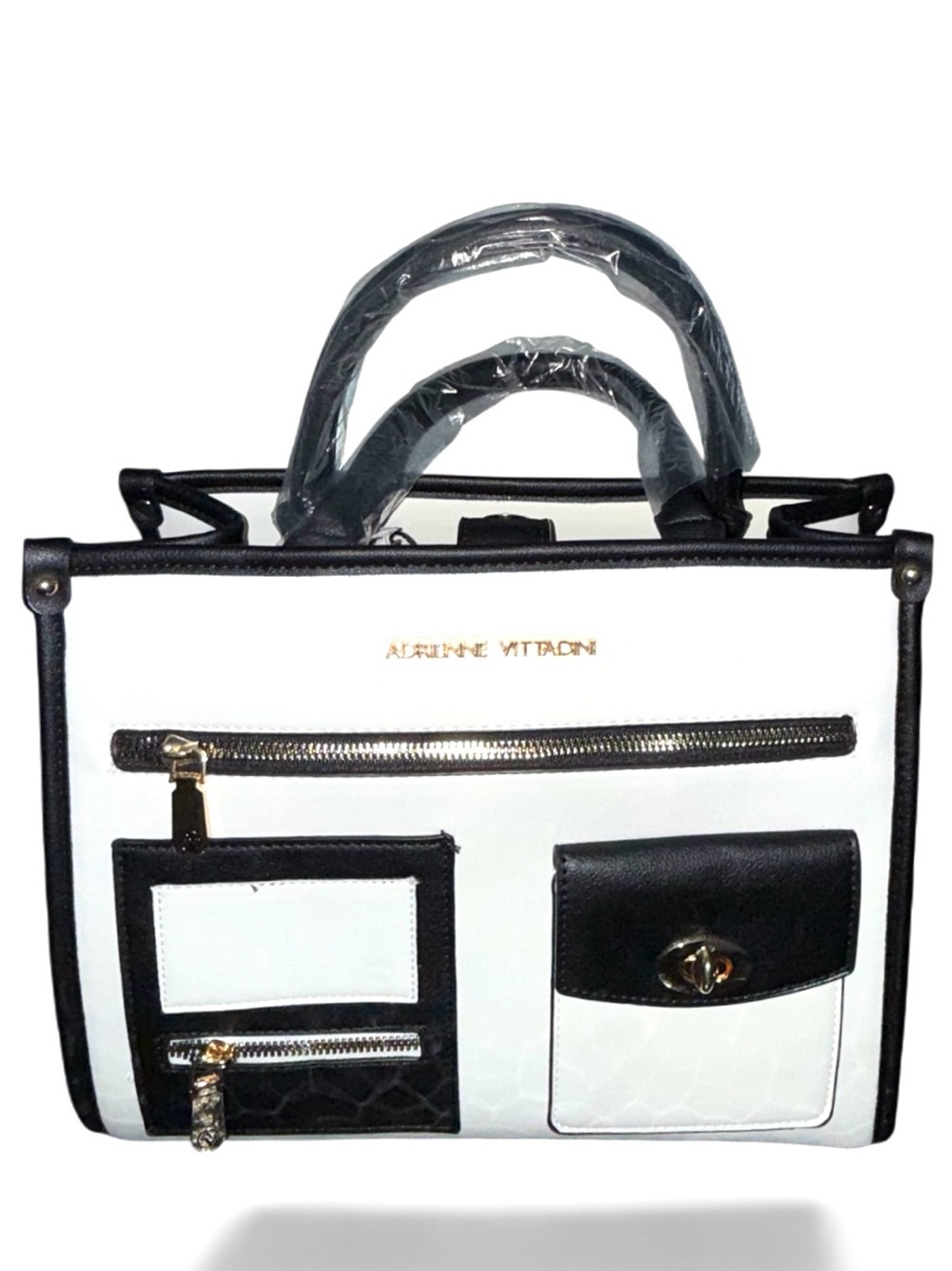 ADRIENNE VITTADINI Beautiful Black & White X-body Satchel - NWT